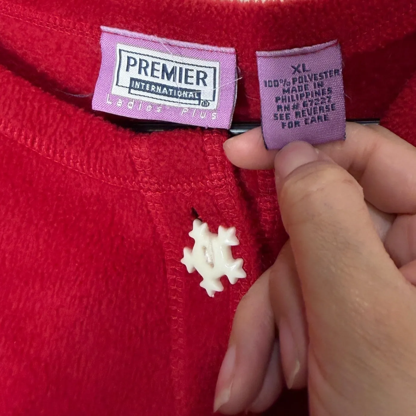 Premier International Ladies Plus Red Fleece Christmas Snowman Tree Cardigan XL - Image 4