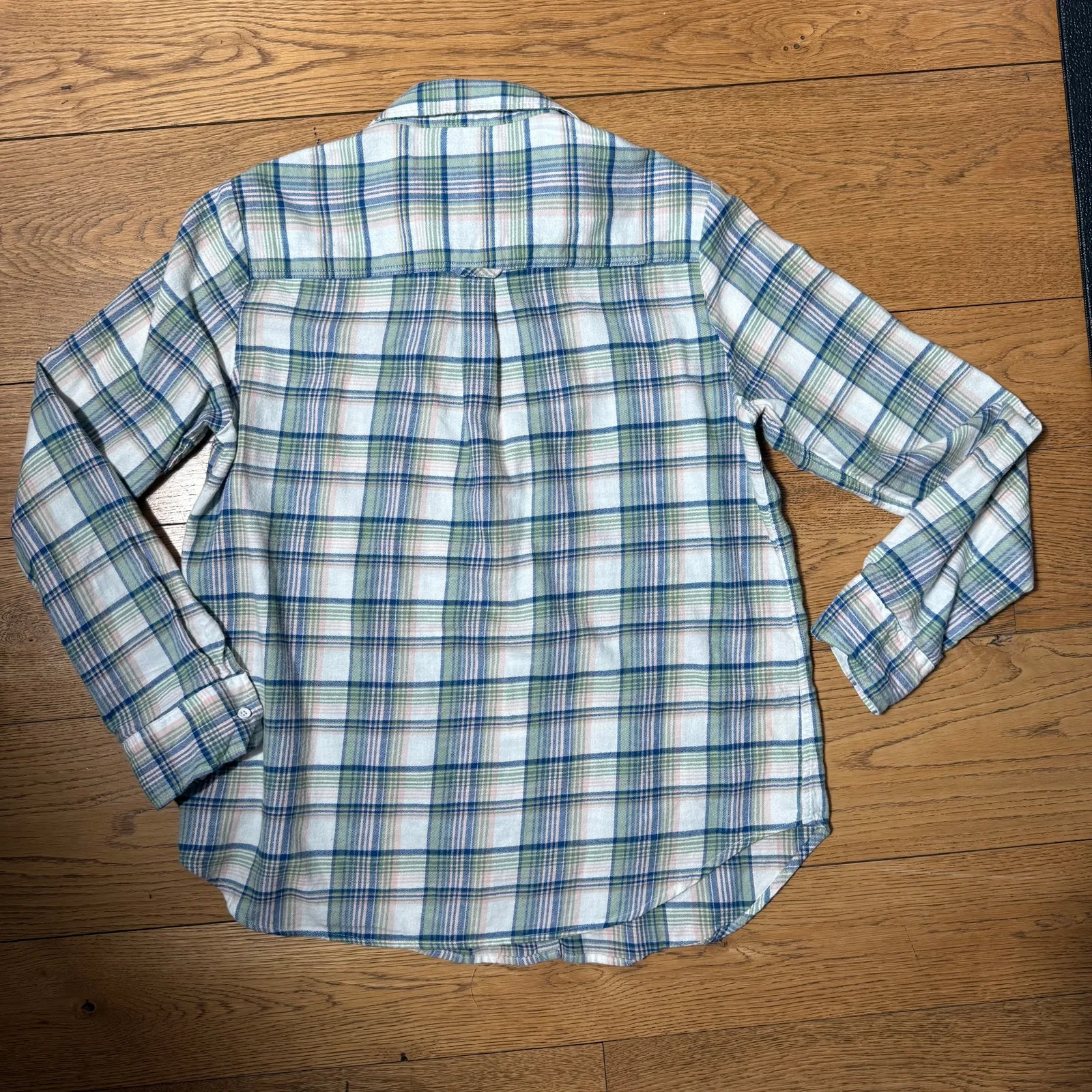 Fatface Women's Pastel Flannel Shirt SZ S Button Up Pink Blue White Casual Layer - Image 4