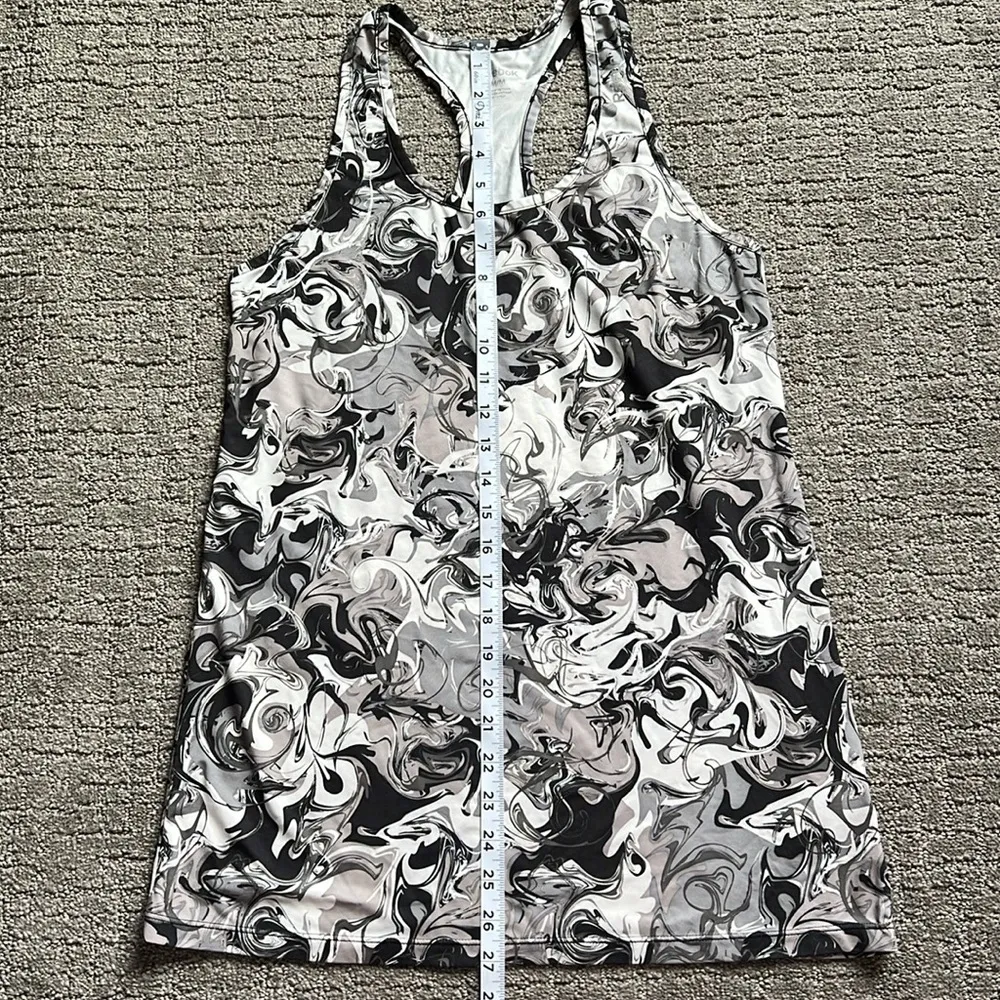 Reebok Women's Black, Gray & White Marble Swirl Athletic Razor Back Tank Top MED - Image 6