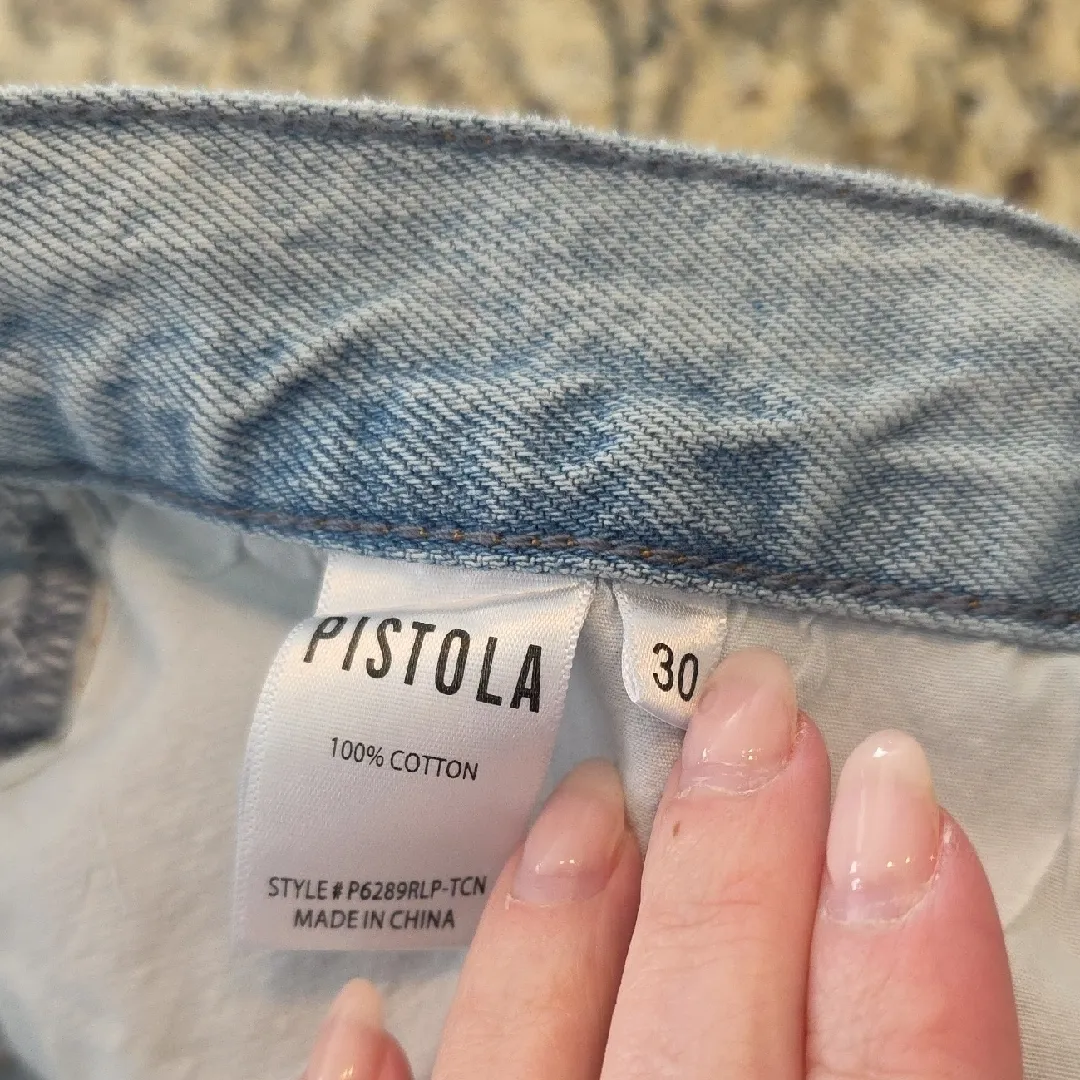 Pistola Jeans Alexa Hi Rise Slim Flare Denim Split / Slit Hem Light Wash Size 30 - Image 10