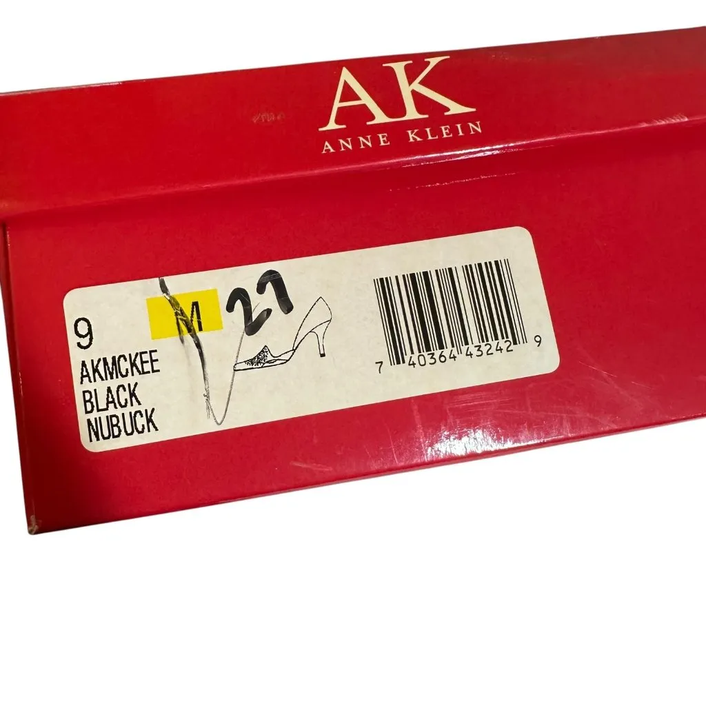 NEW AK Anne Klein Mckee Black Nubuck Crystal Accented Pointed Toe Pumps Size 9 M - Image 10