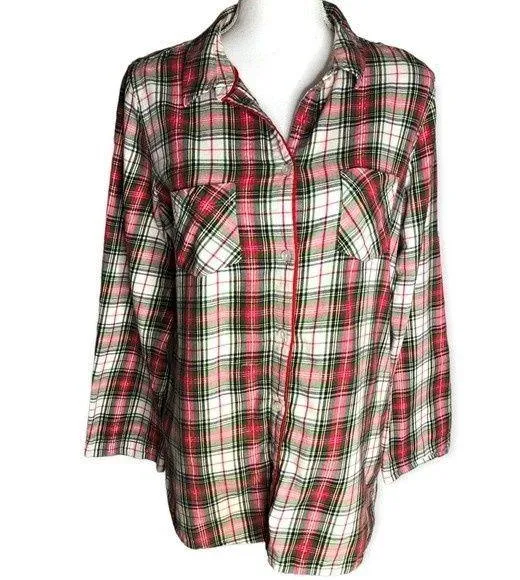 Victoria’s Secret Plaid Button Down Bell Sleeve Pajama Top - Image 5