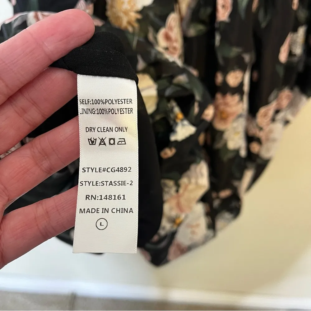 Buddy Love Stassie Puff Sleeve Babydoll Mini Dress Floral Sleeping Garden Size L - Image 11