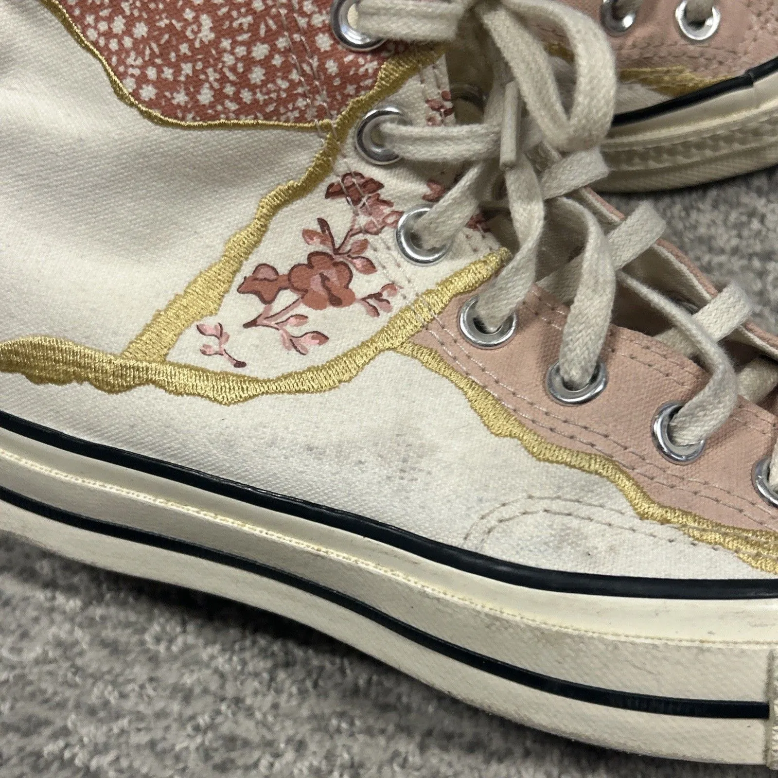 Converse Chuck Shoes Womens 5.5 70s Egret Golden Repair High Top Floral Sneakers - Image 2