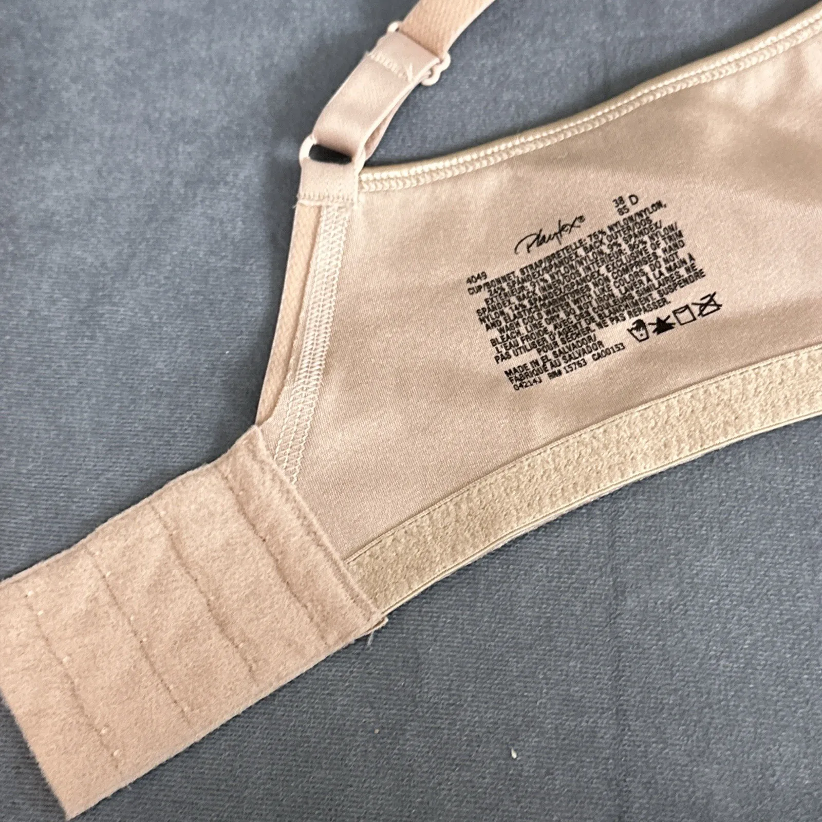 Playtex 18 Hour Back & Side Smoothing Wireless Bra 4049 Size 38D Beige Tan - Image 8