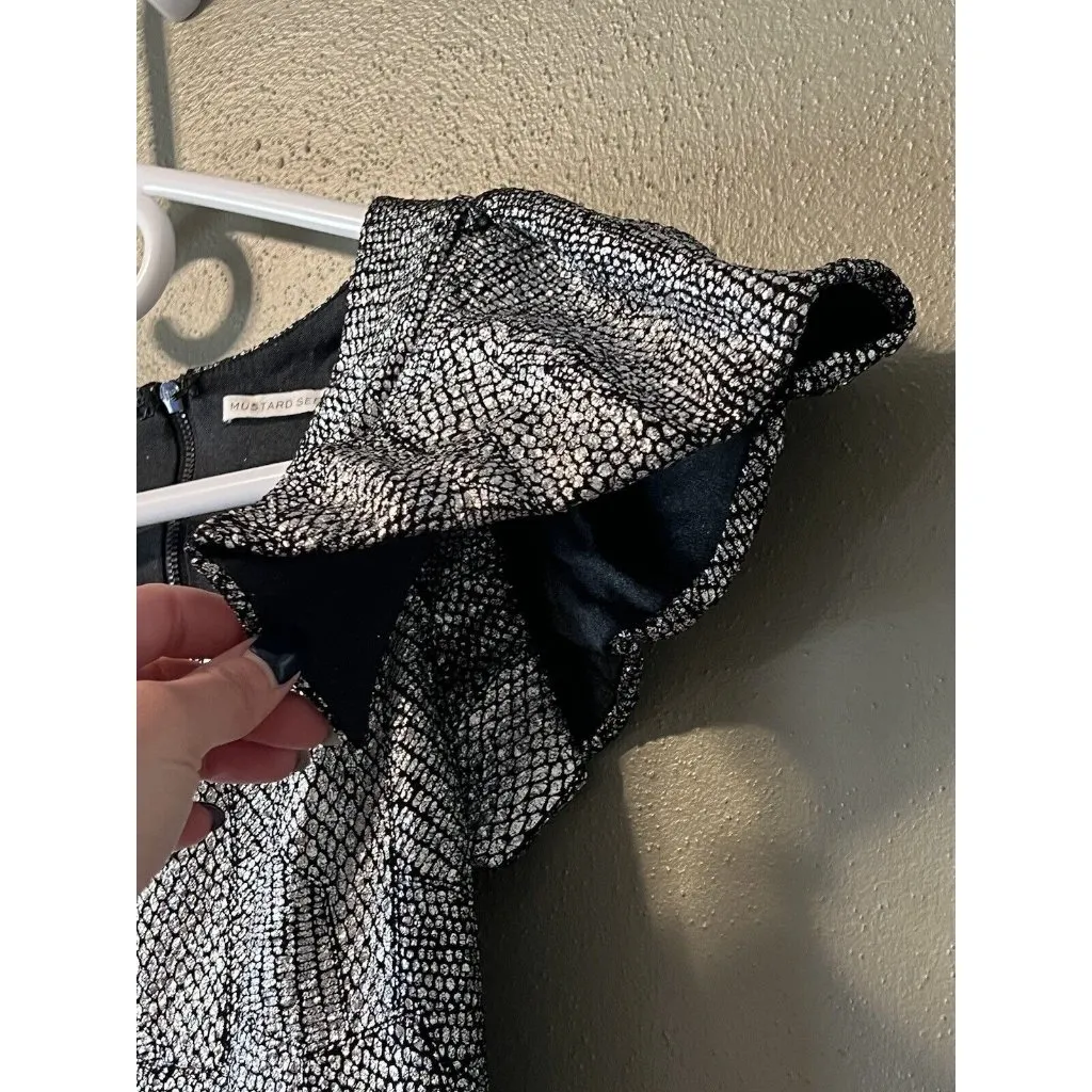 Mustard Seed Dress Mini Short‎ Shimmer Silver Size Small S - Image 4