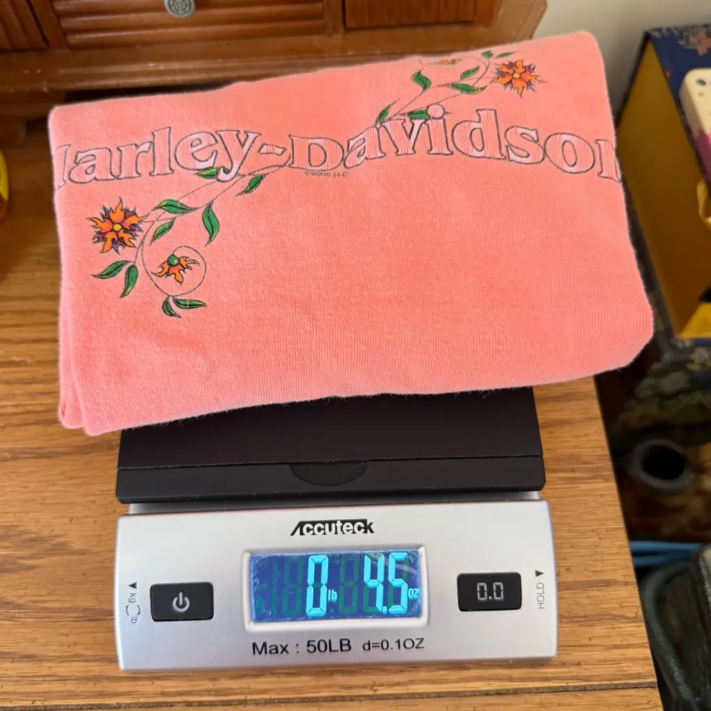 Harley Davidson Blocker Parryville PA T Shirt Women’s Size Small Floral Cotton Orange - Image 9