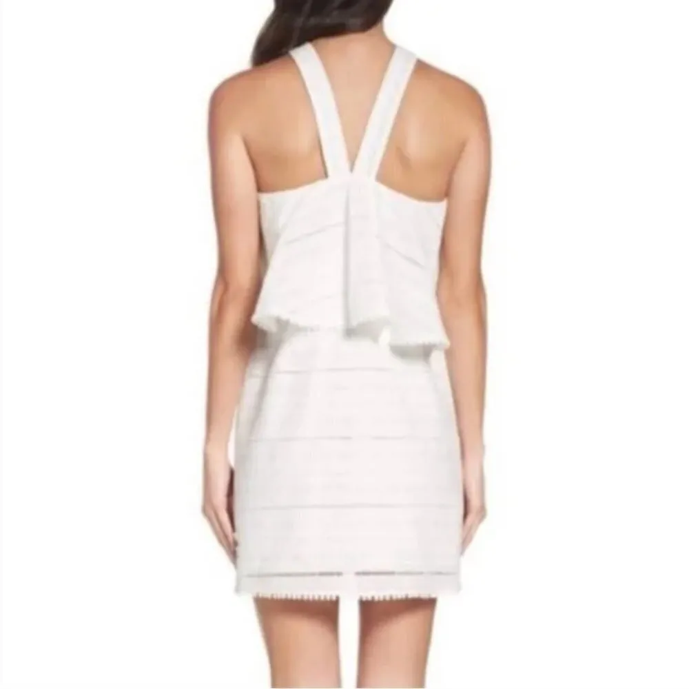 NEW Foxiedox White Halter High Neck Eyelet Lace Mini Dress XS - Image 2