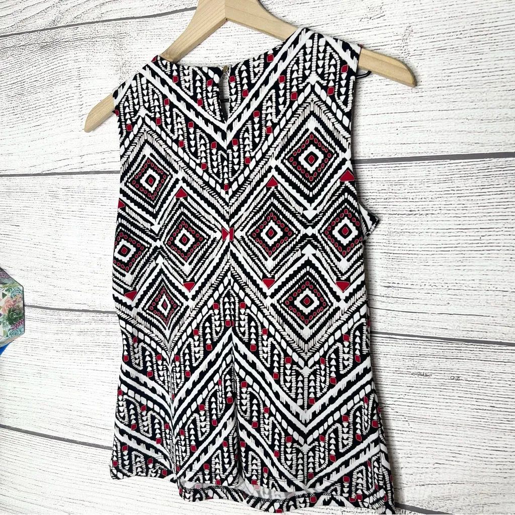 Calvin Klein Black & Red Geometric Sleeveless Blouse Top Size PS Petite Small - Image 6
