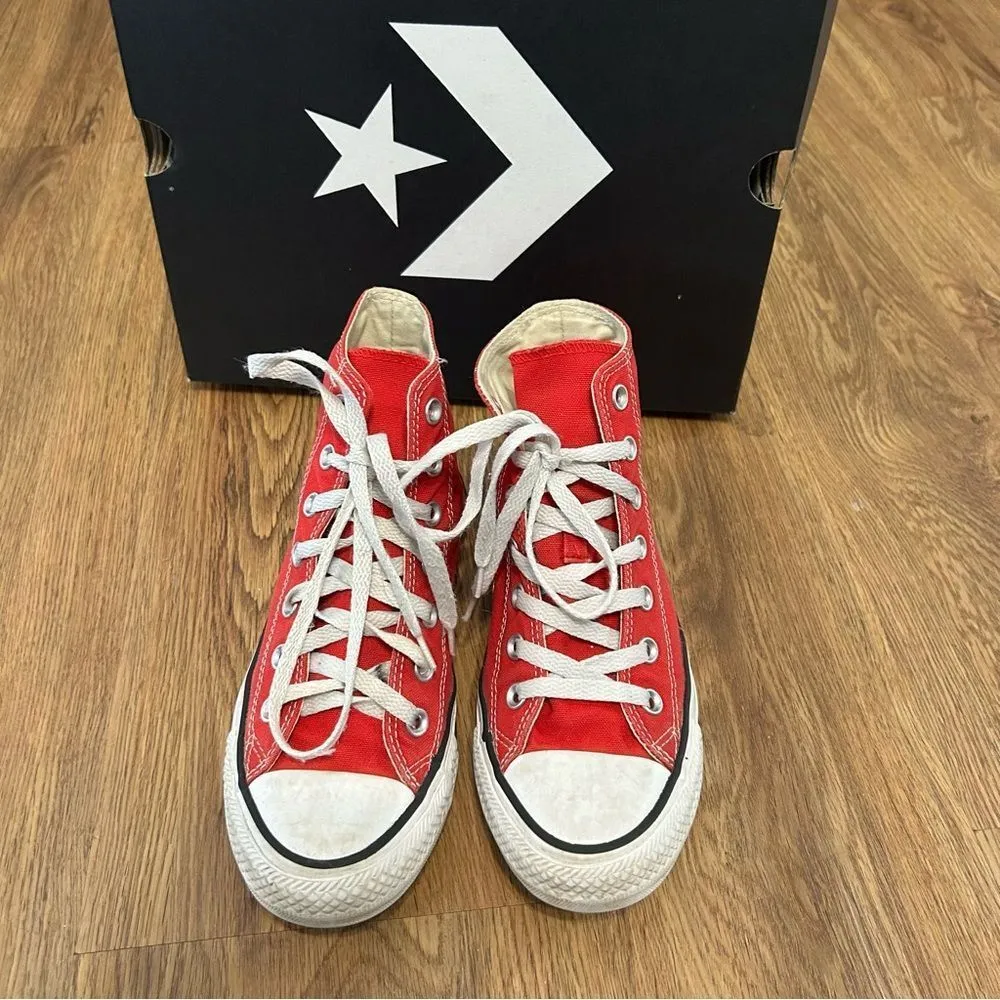 Converse all Star Chuck Taylor hi top red lace up shoes sneakers women’s 7 - Image 7
