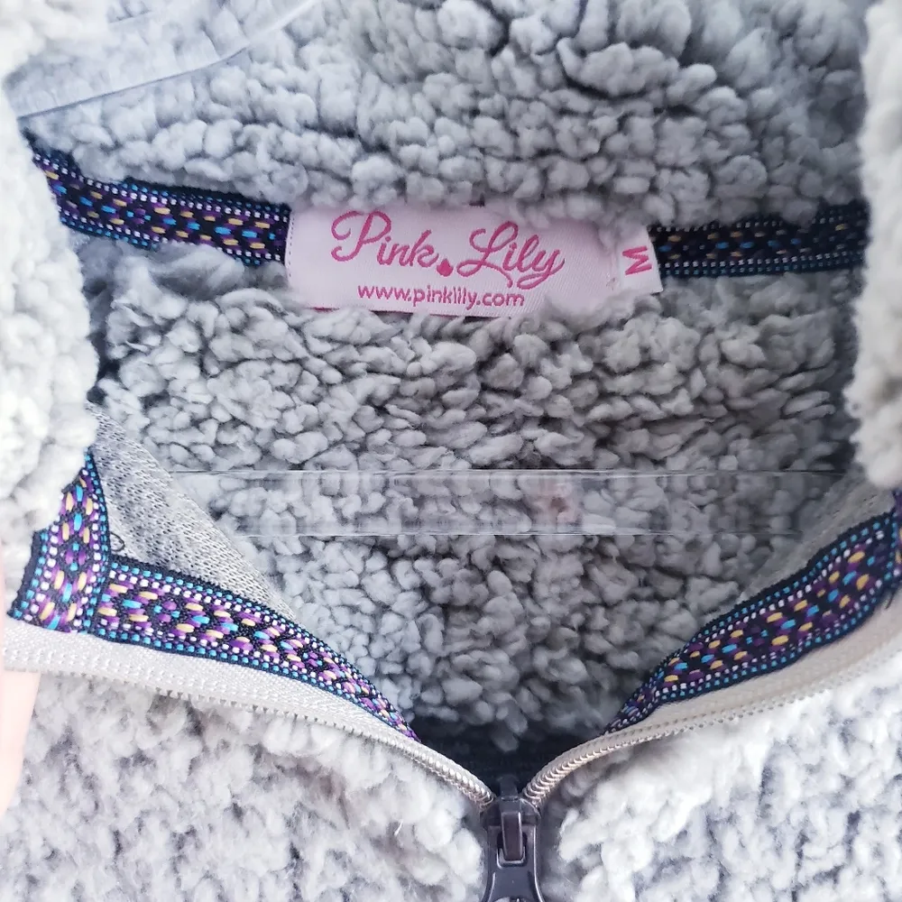 Pink lily Sherpa Quarter Zip Closure Pullover Jacket - Image 8