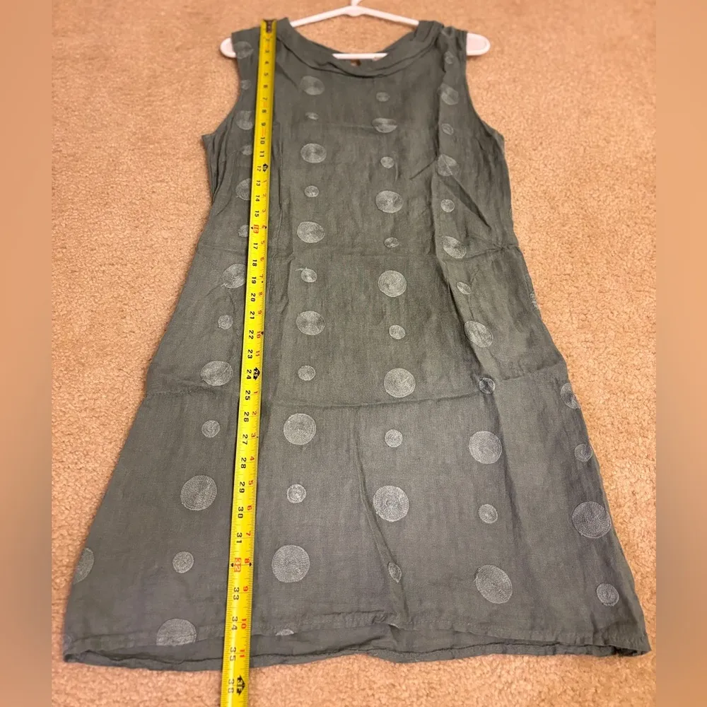 LINA TOMEI Linen Sleeveless Dress Color Sage Size M Green Size M - Image 10