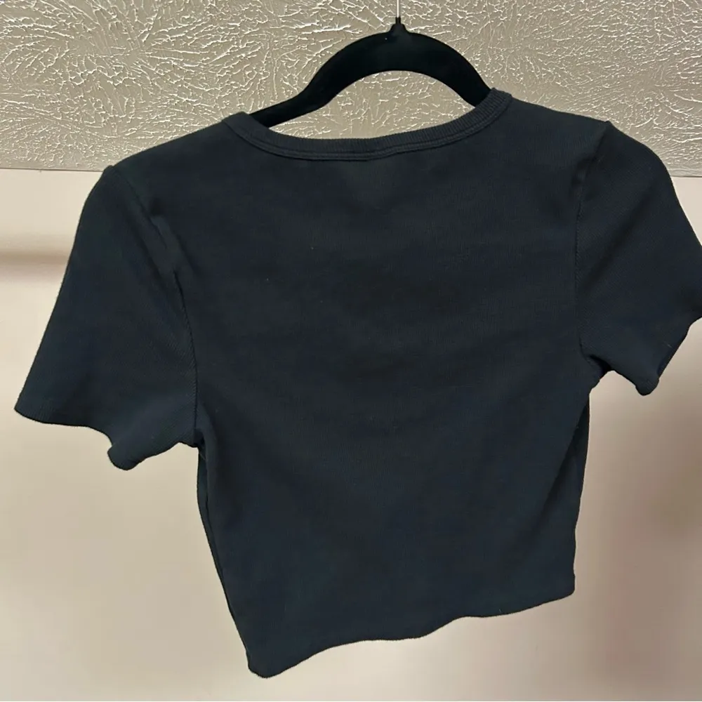 American Apparel Black Button-Up Ribbed Women's Top - Image 2