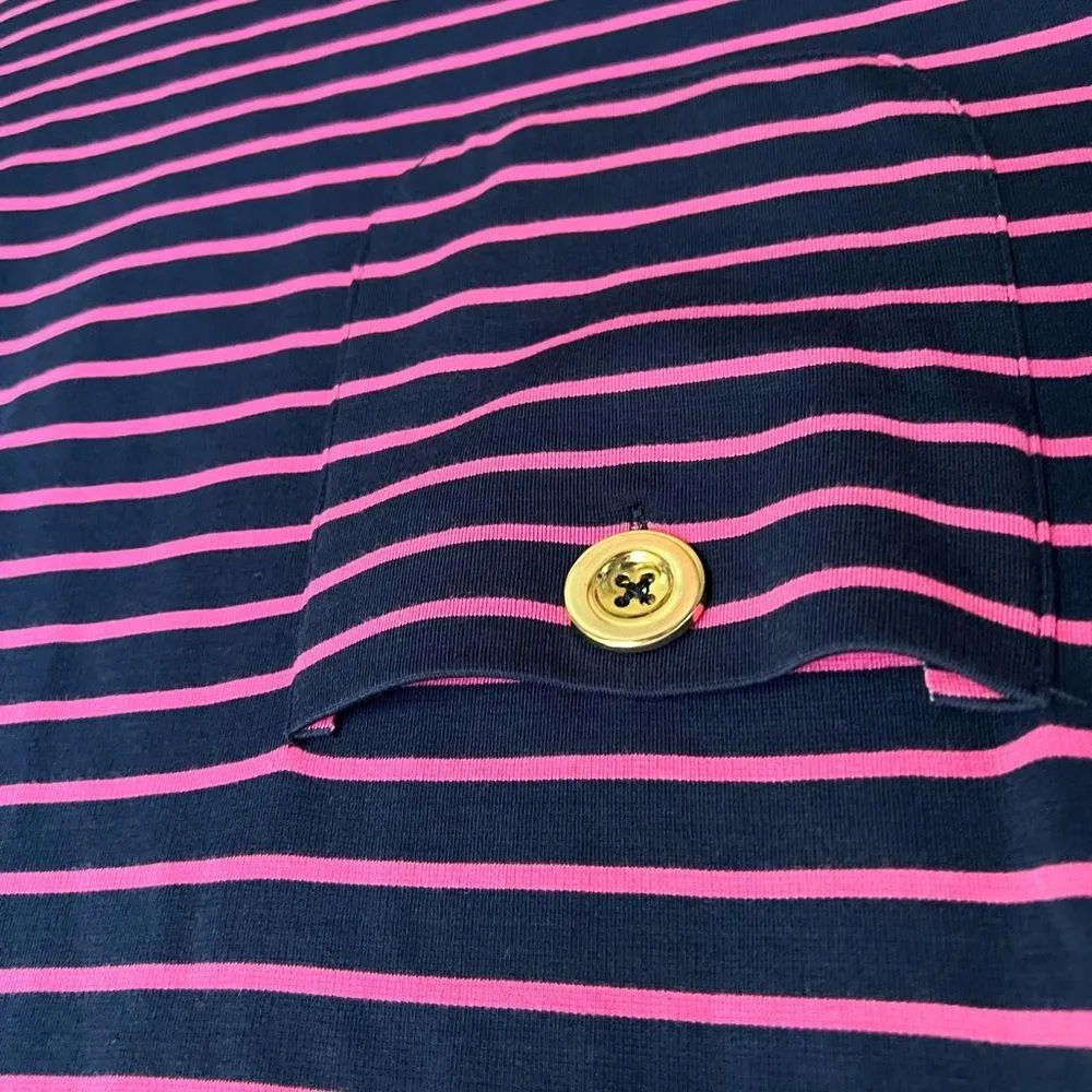 NWT Sail to Sable STS Smiling in Stripes Dress | Navy Blue/Pink Stripe | Large - Image 4