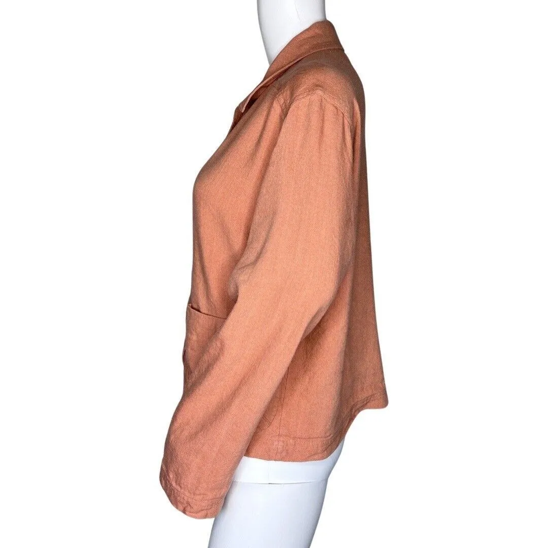 J. Jill Jacket Womens XS Orange Linen Blend Lightweight Boho‎ Bohemian Preppy - Image 3