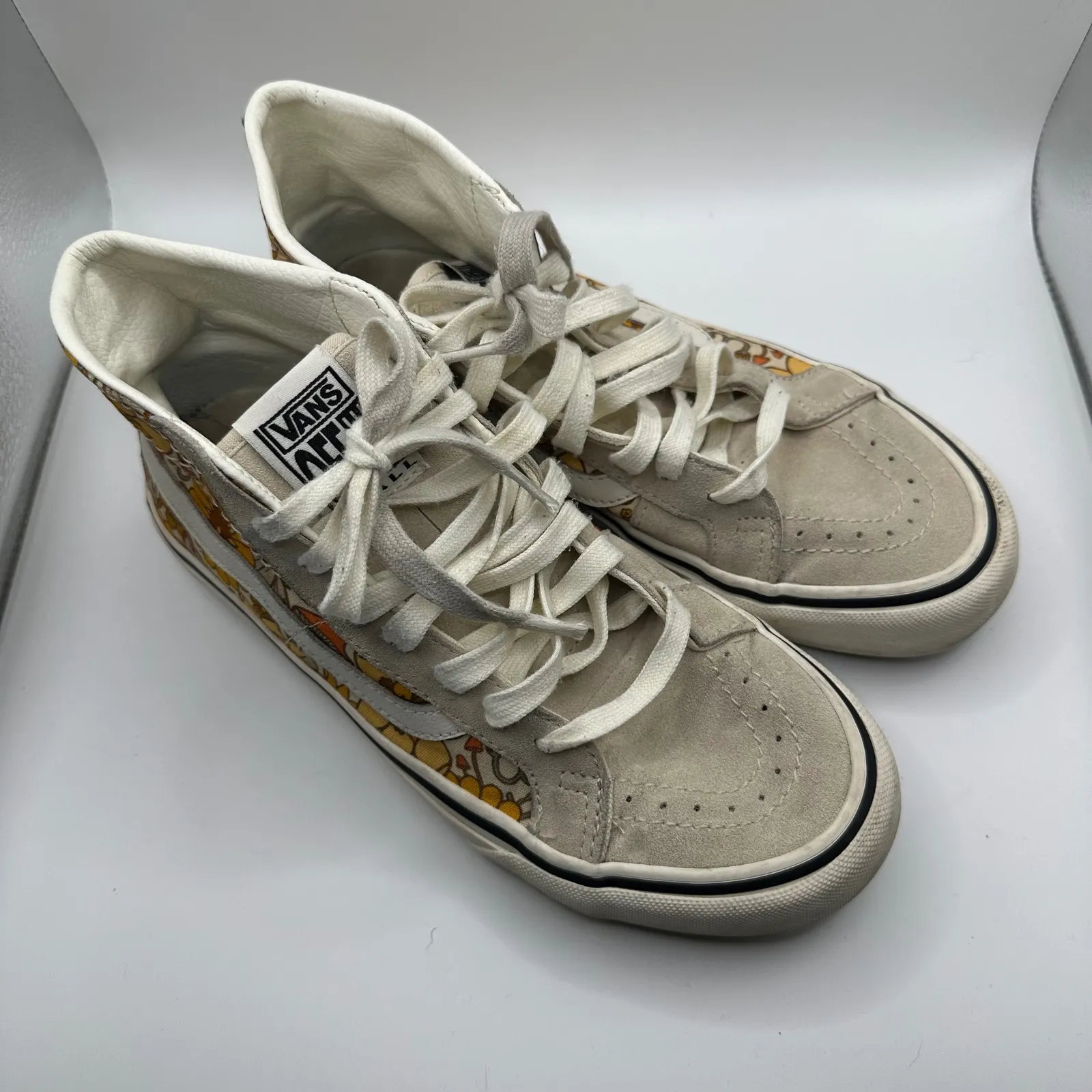 Vans Sk8 Hi High Top Floral Print Suede Canvas Sneakers Women Size 8.5 - Image 3