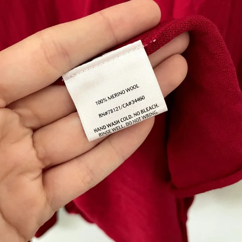 Eileen Fisher lightweight red cardigan knit classic comfortable style large - Image 5