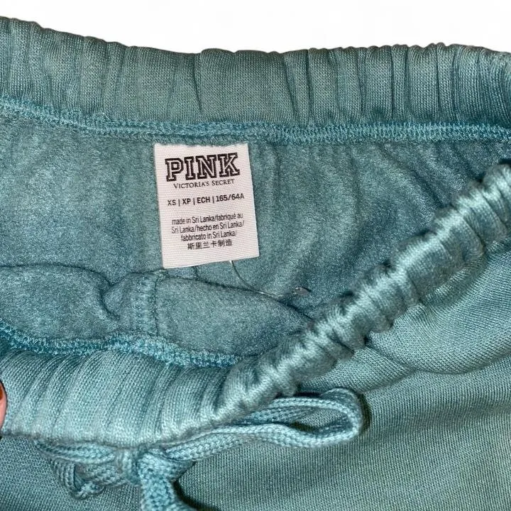 VS PINK Sage green joggers with bedazzled silver logo - Image 2