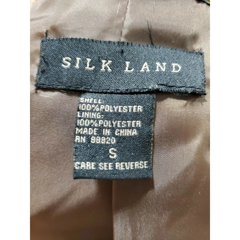 Silk Land Women Multicolor Floral Polyester Long Sleeve Full Zip Casual Jacket S - Image 7