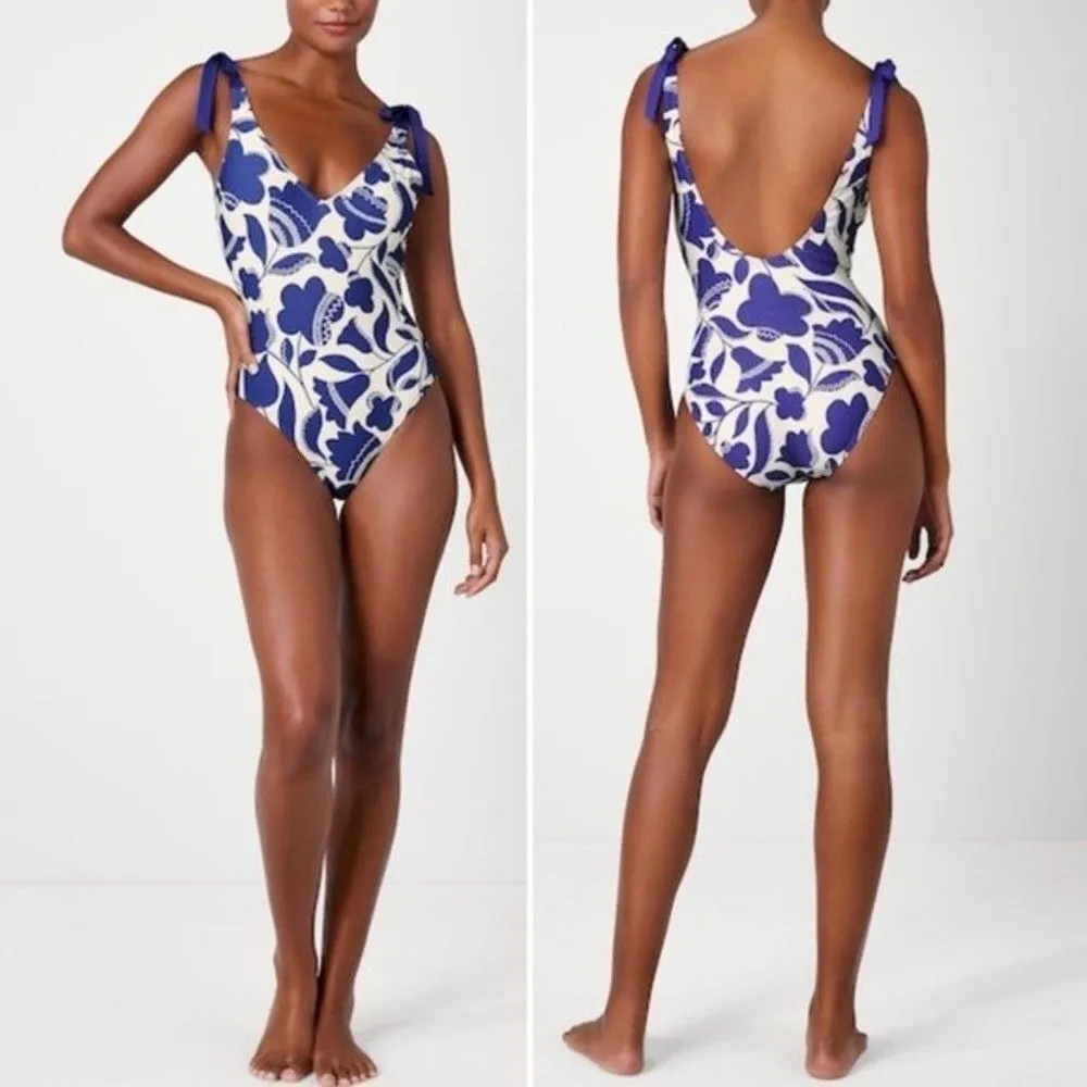 NWT Kate Spade Zigzag Floral Bow-Strap V-neck One-Piece Swimsuit Women’s Size XS - Image 16