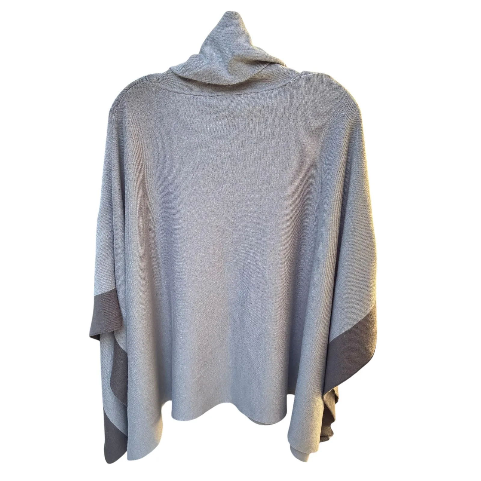 Ann Taylor Poncho Oversized Cowl Neck Knit Sweater Gray Womens Size XS Small - Image 3