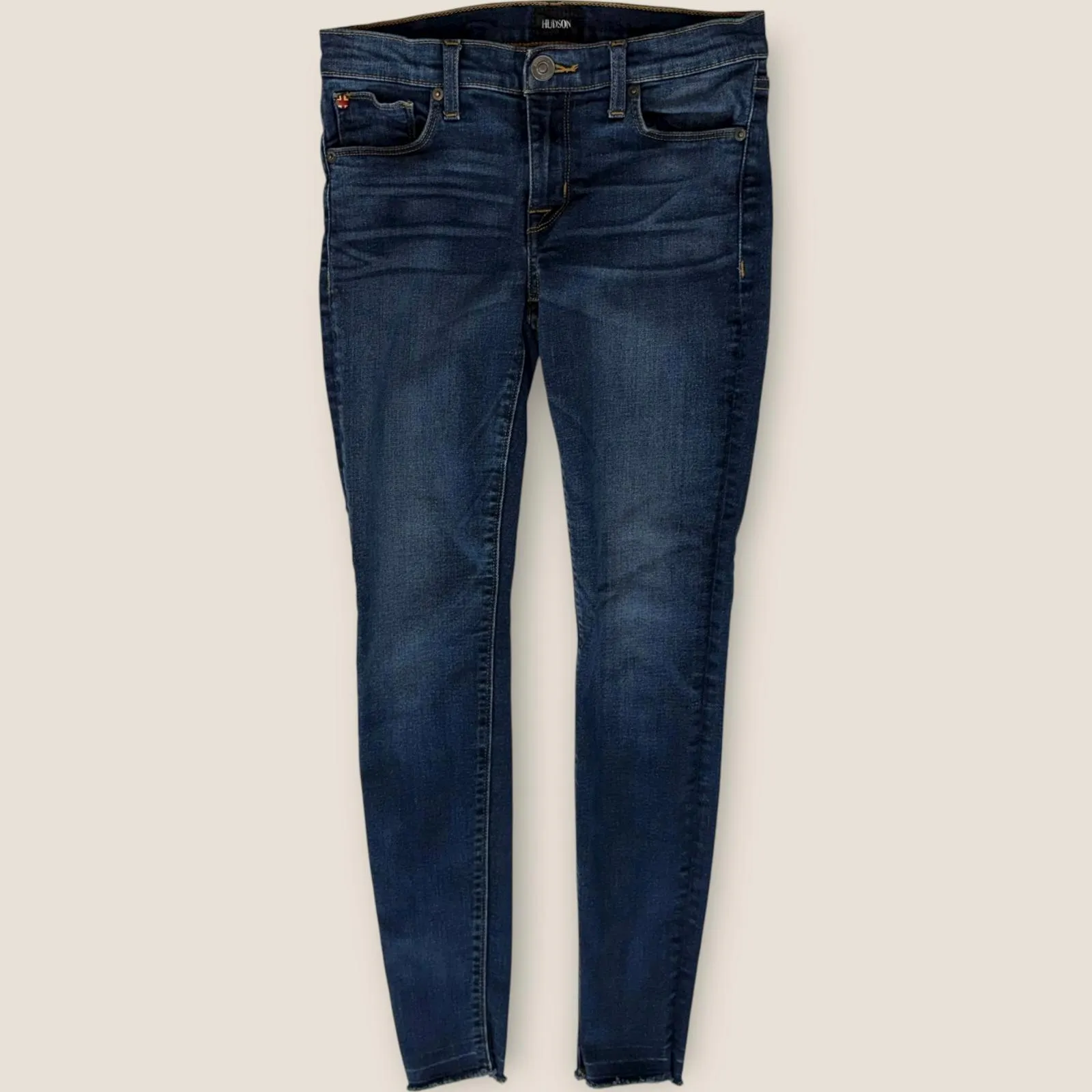 Hudson Women's Size 27 Super Skinny Jeans Raw Hem Dark Wash Casual Chic Denim Blue - Image 9