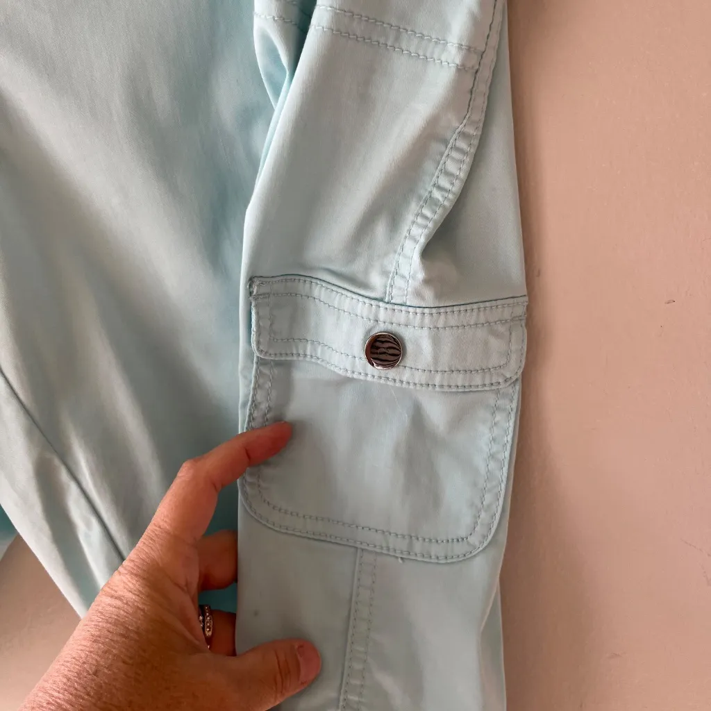 Chicos Sz L Zenergy Toni Washed Shorts Turquoise Pockets Stretch Bermuda Green Size L - Image 5