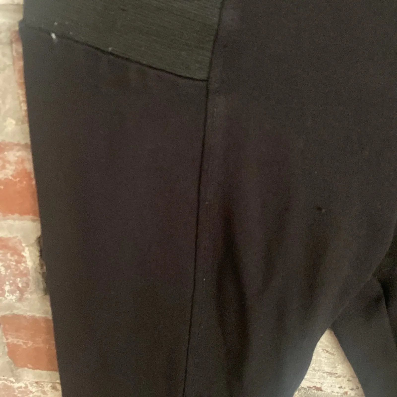 Black Stretch Elastic Sides Line Down Front Leggings Size S - Image 4
