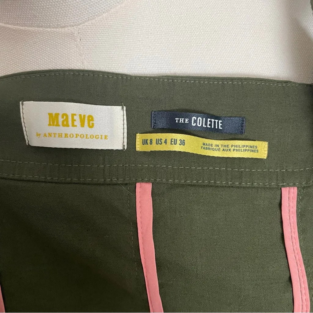 Anthropologie Maeve Jumpsuit The Colette Wide Leg Square Neck Button Olive Green - Image 11