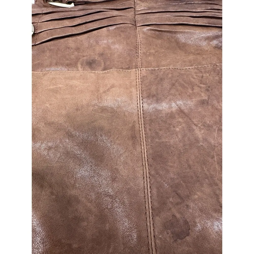 Junior Drake Gail Pleated Caramel Brown Leather Convertible Purse Handbag Slouch - Image 4