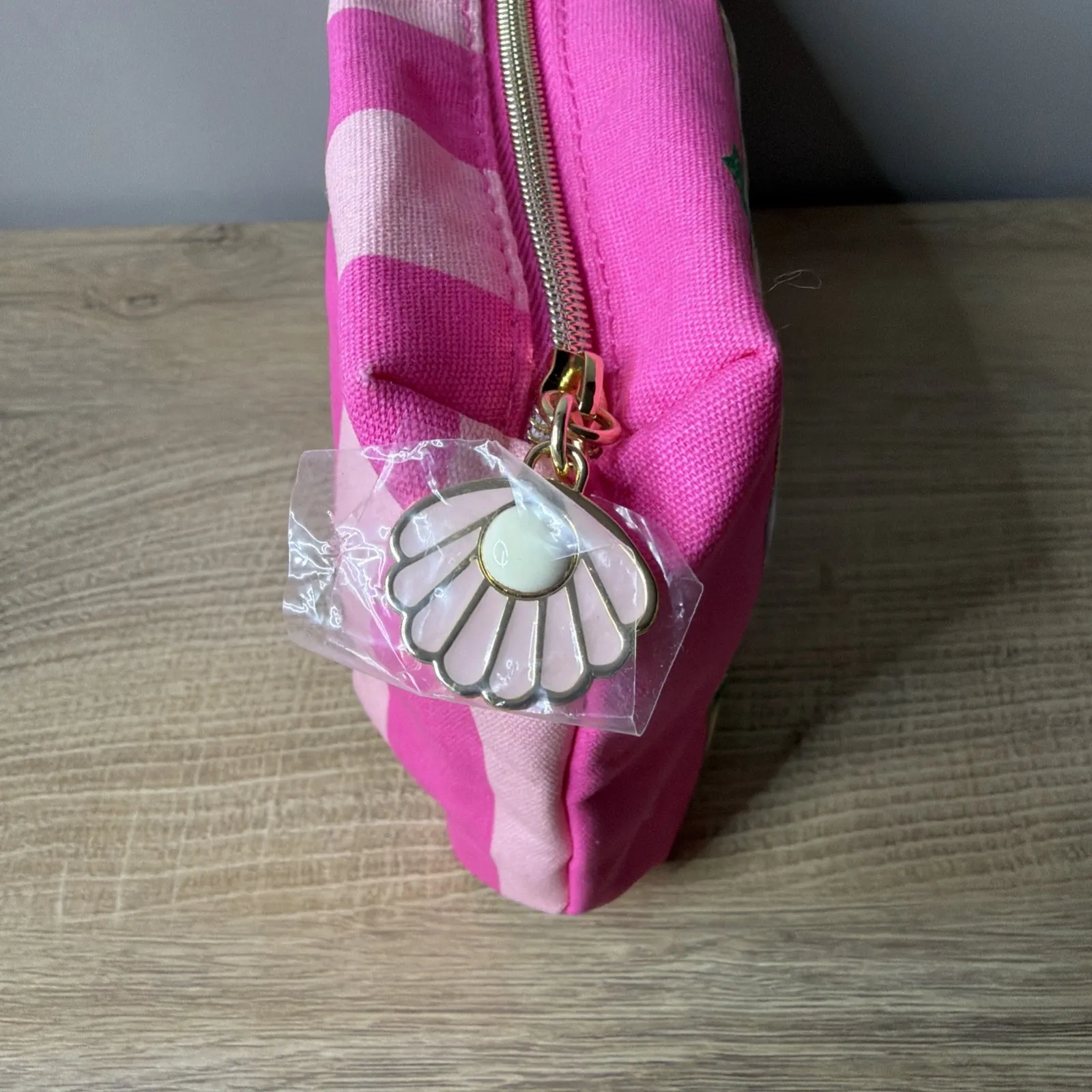 Estee Lauder Cosmetic Bag Pink Striped Coral Reef Seahorse Jellyfish Gift Pouch - Image 5