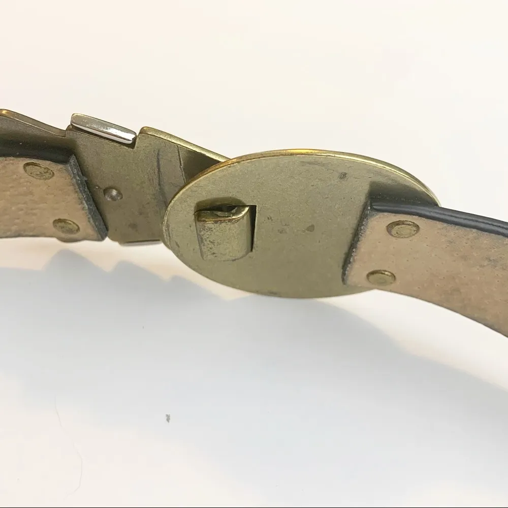 Women’s Small Black Big Buckle Real Leather Belt - Image 4