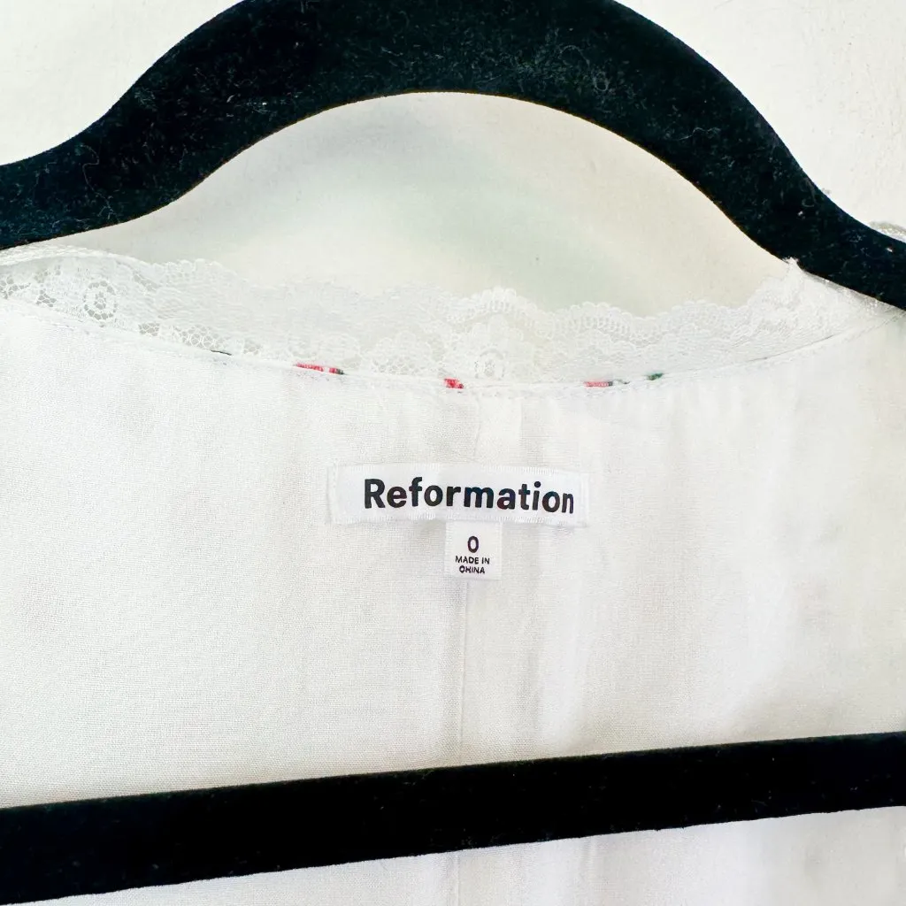 Reformation Rosalie Linen Tie Front Top Alyssa Floral Womens‎ 0 - Image 7