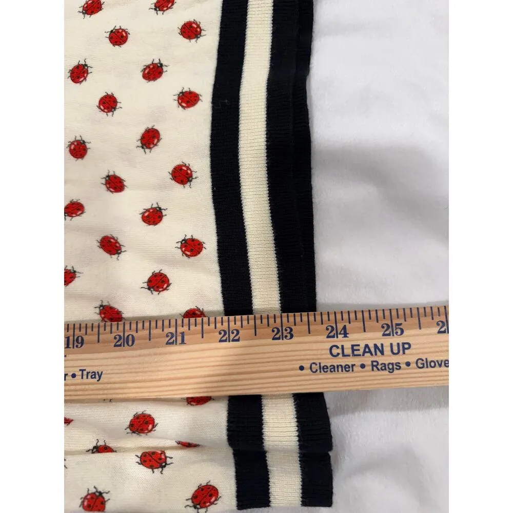 J.Crew Long Sleeve Lady bug Teddie Pullover Sweater Stripe Cream Women's Size XS Black - Image 10