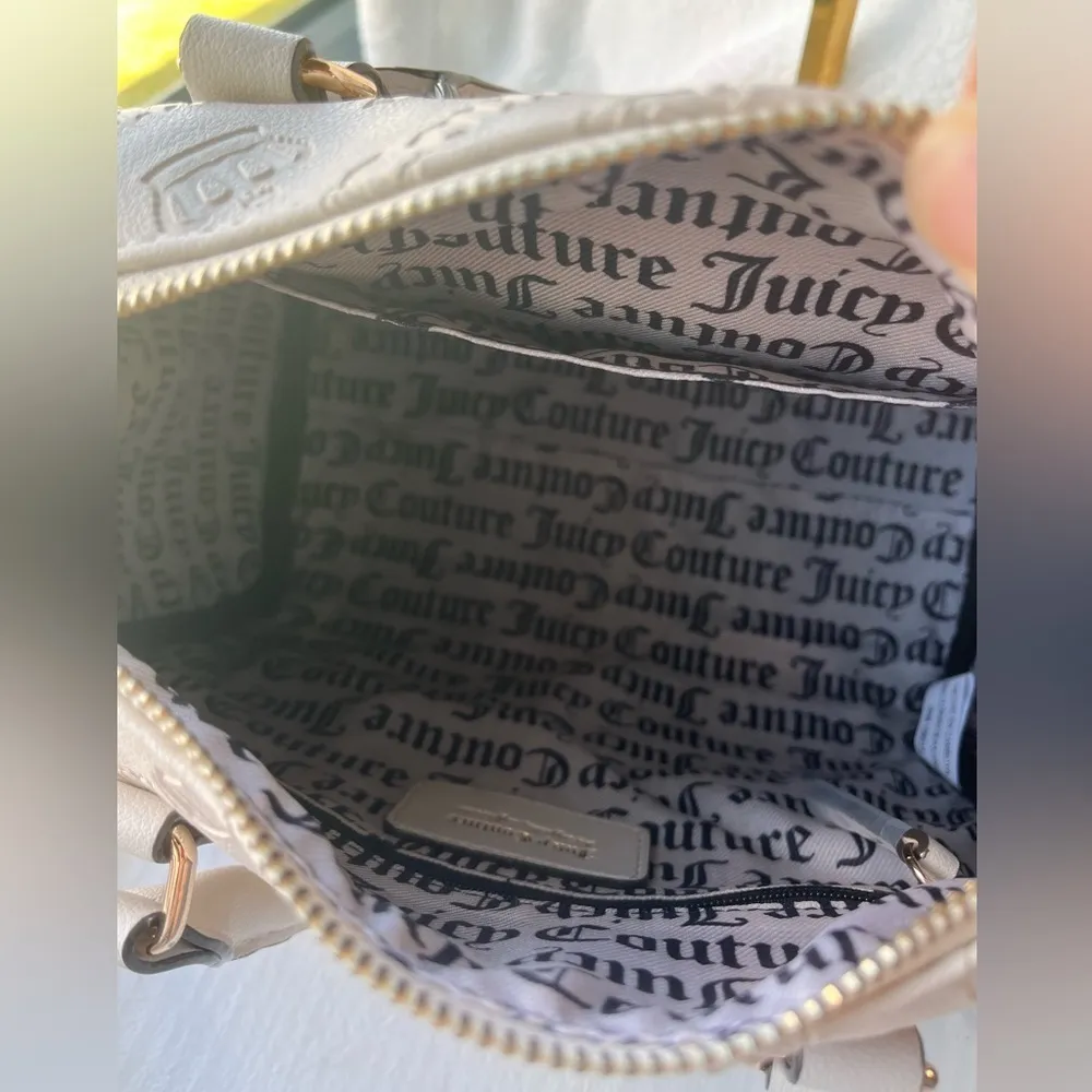 Juicy Couture Not Your Babe Satchel Angel White with Gold Charms Crossbody NWT - Image 5