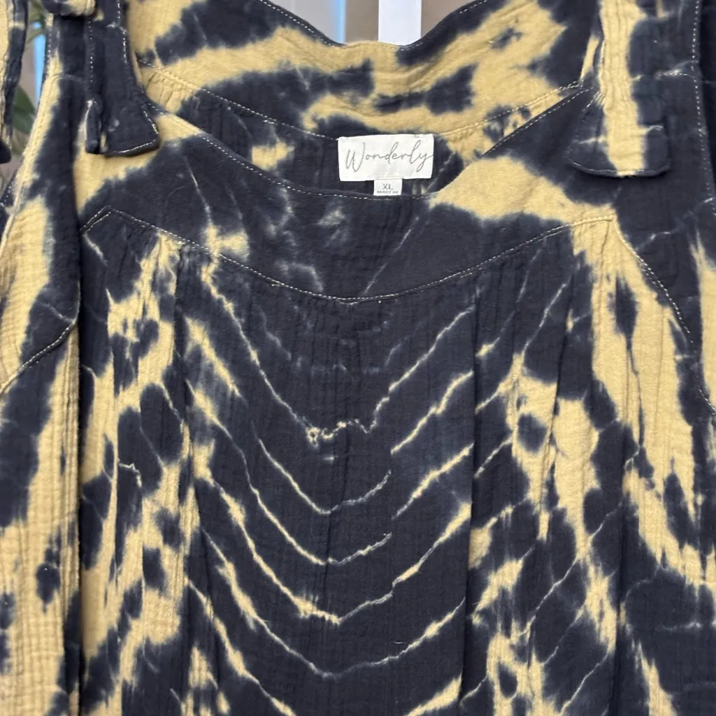 Wonderly Black and Olive Green Tie Dye Maxi Dress, XL - Image 4