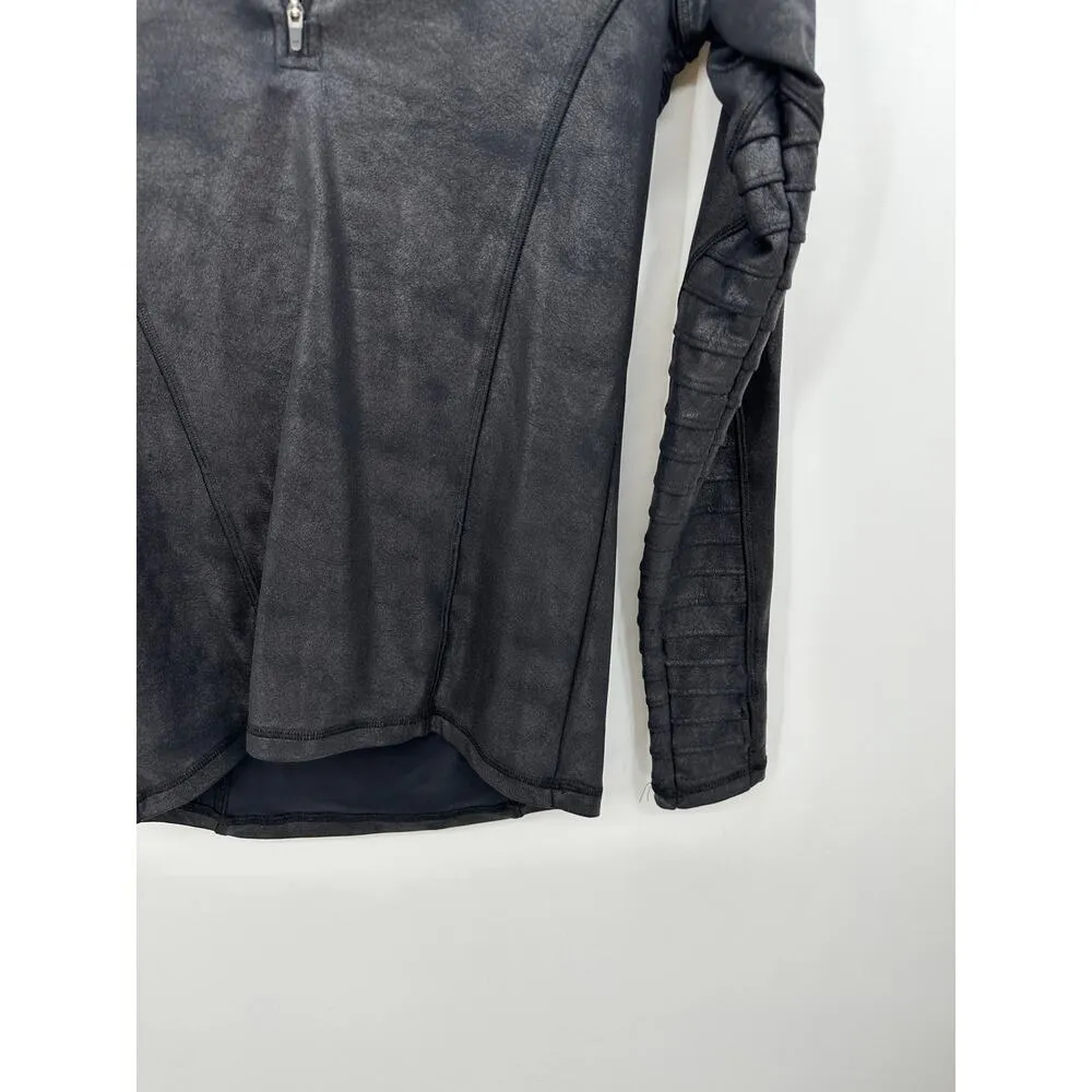 HPE Black Metallic Bronze 1/4 Zip Moto Jacket Pullover Textured Women Small - Image 5