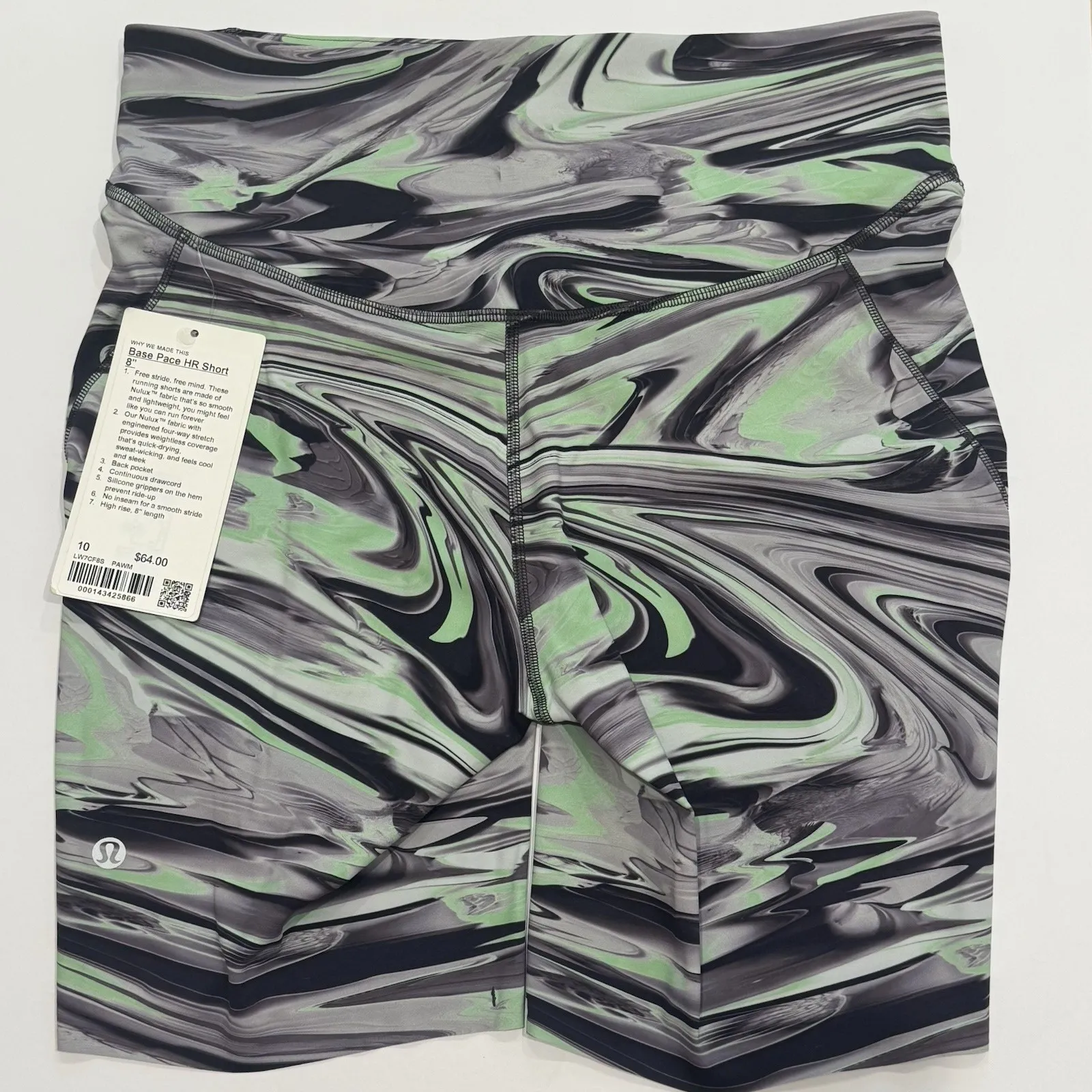 NEW Lululemon Base Pace High-Rise Running Short 8" Paint Glide Warp‎ Multi Sz 10 - Image 8