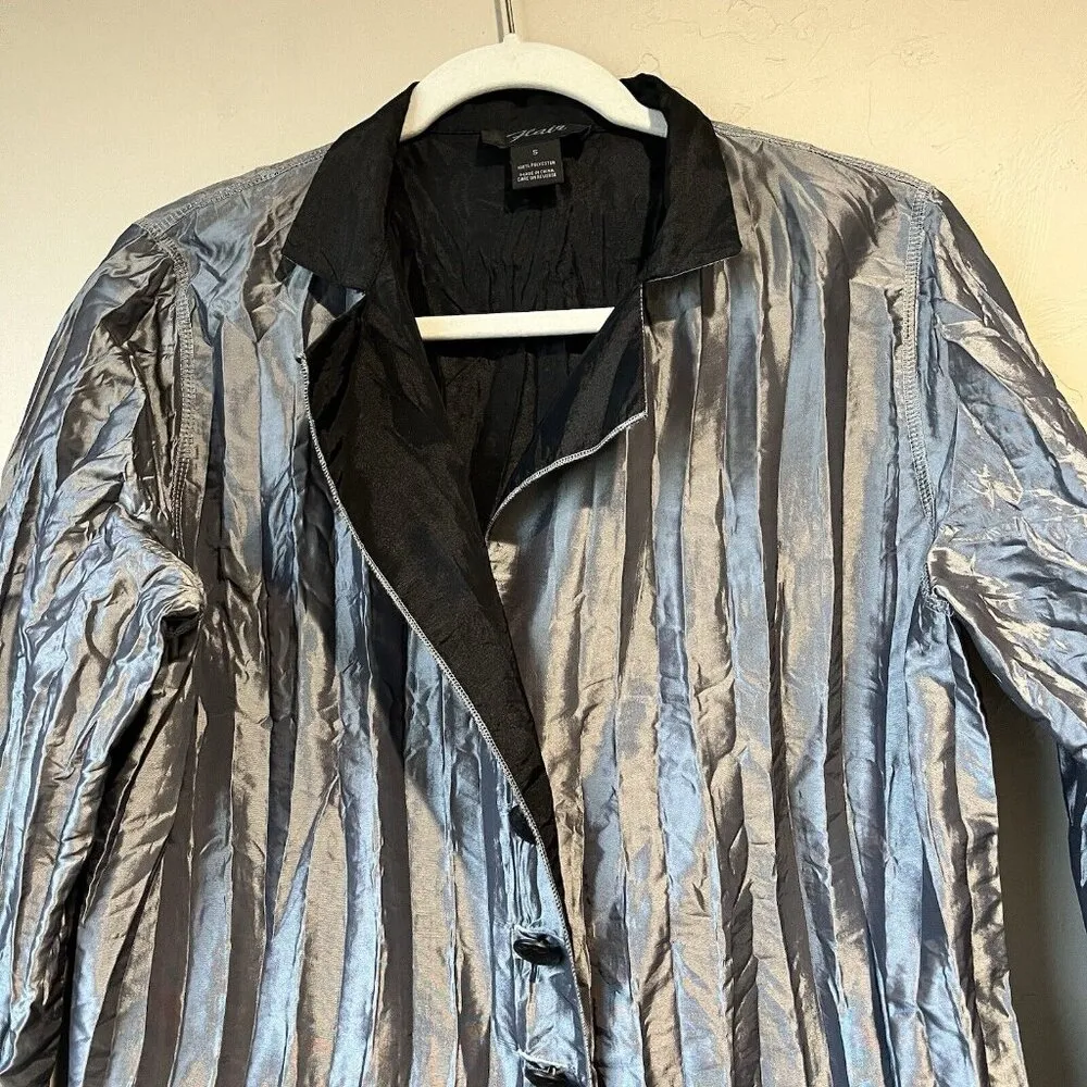 Silver Jacket accordion pleat New Years‎ holiday Christmas Party disco retro - Image 6