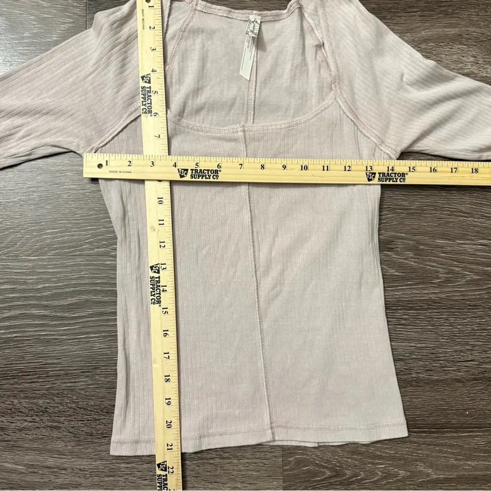 Free People Angie Fitted Square Neckline Long Sleeve Top Size S Dusty Pink - Image 7