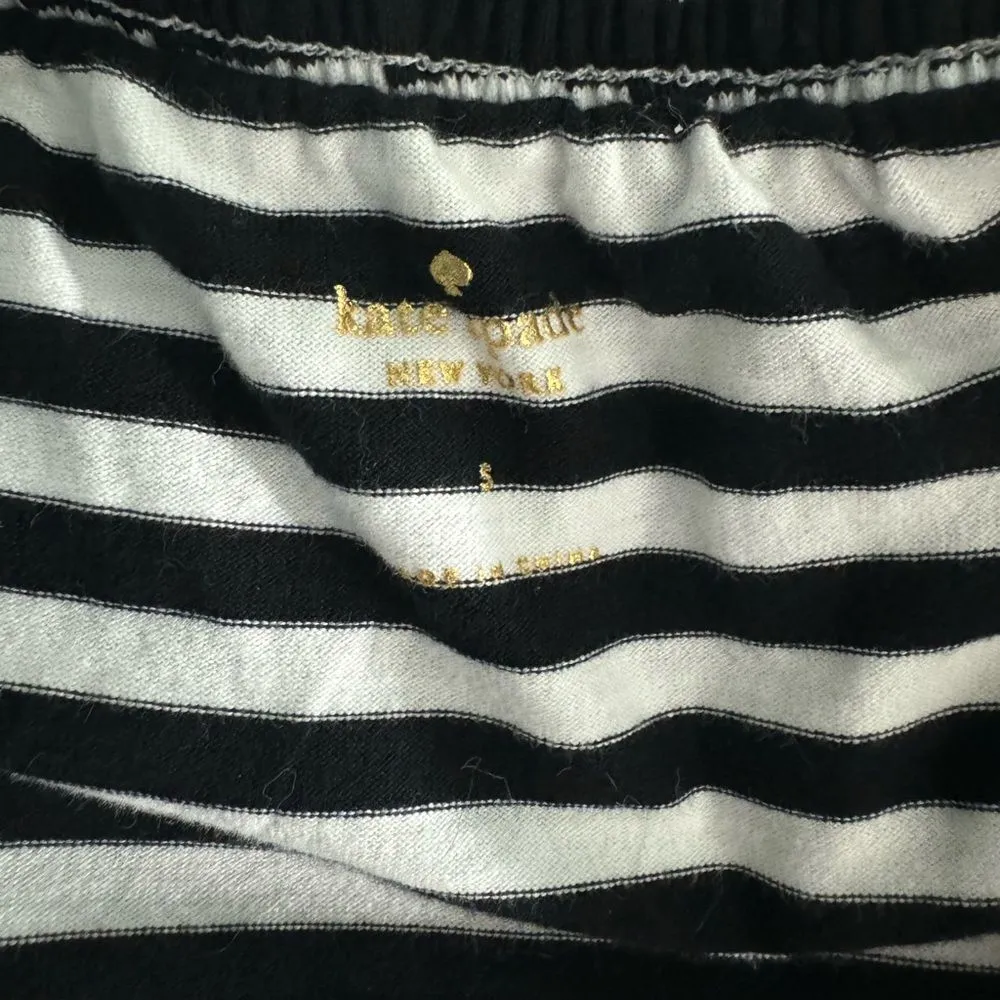 Kate Spade SZ S Off the Shoulder Ruffle Dress Black and White Striped - Image 5