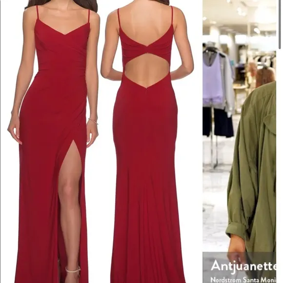 La Femme 28079 Red Ruched Jersey Trumpet Gown 8 - Image 2
