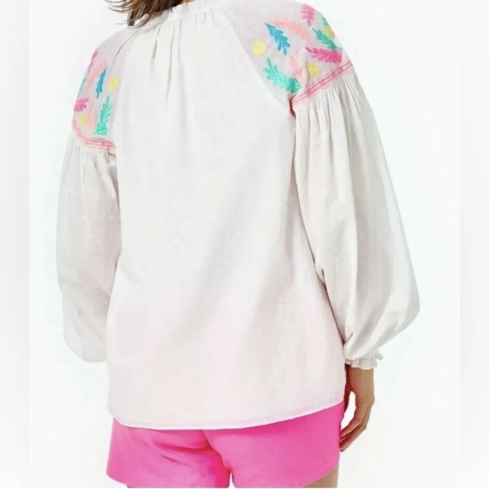 Iilly Pulitzer ladies florentina top resort white cotton circle clip blouse XS - Image 6