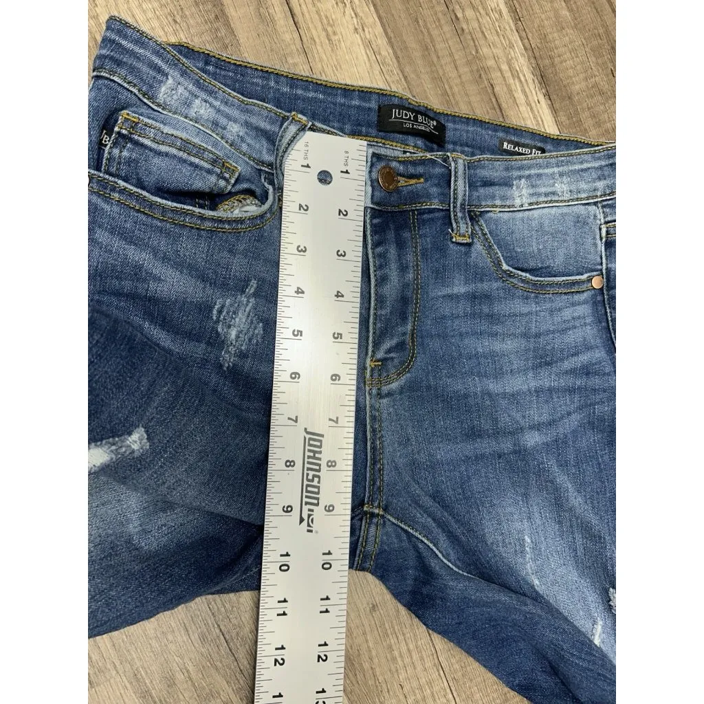 Judy Blue Relaxed Fit Jeans Capri JB8271DK Medium Wash Destroyed Women’s 9/29 - Image 6