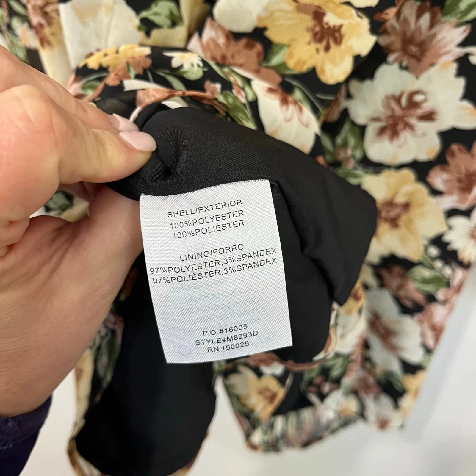 Abbeline Floral Print Long Sleeve Mini Dress Scoop Neck Back Tie NWT XS - Image 8