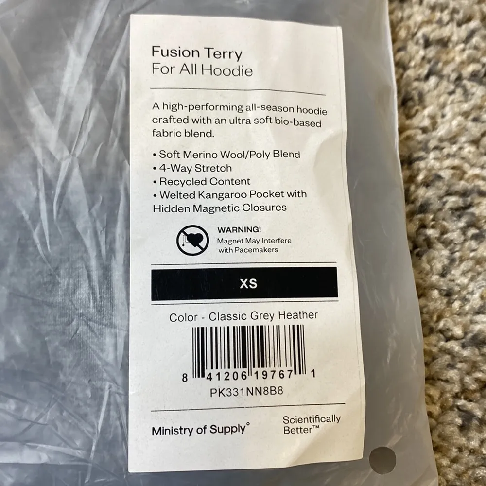 Ministry of Supply Fusion Terry Hoodie for All XS NWT Gray - Image 4