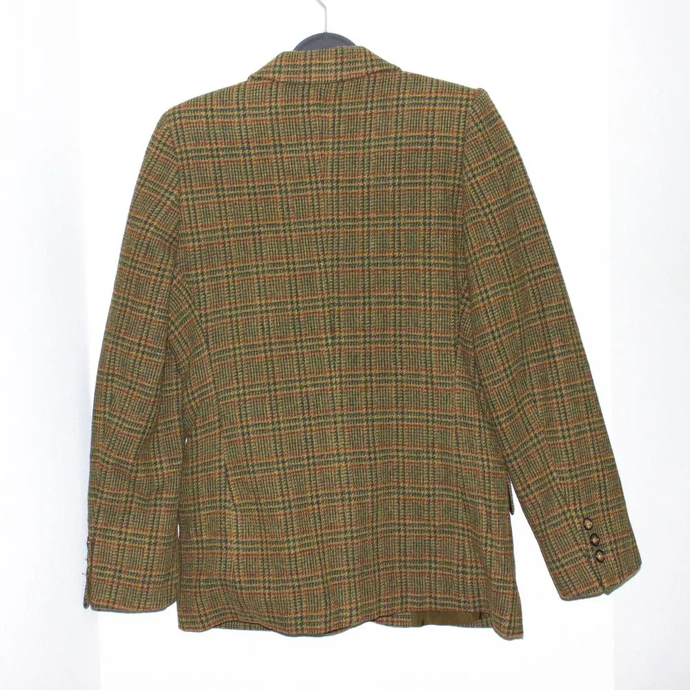 vintage 90s les copains green wool houndstooth single breasted blazer jacket - Image 9
