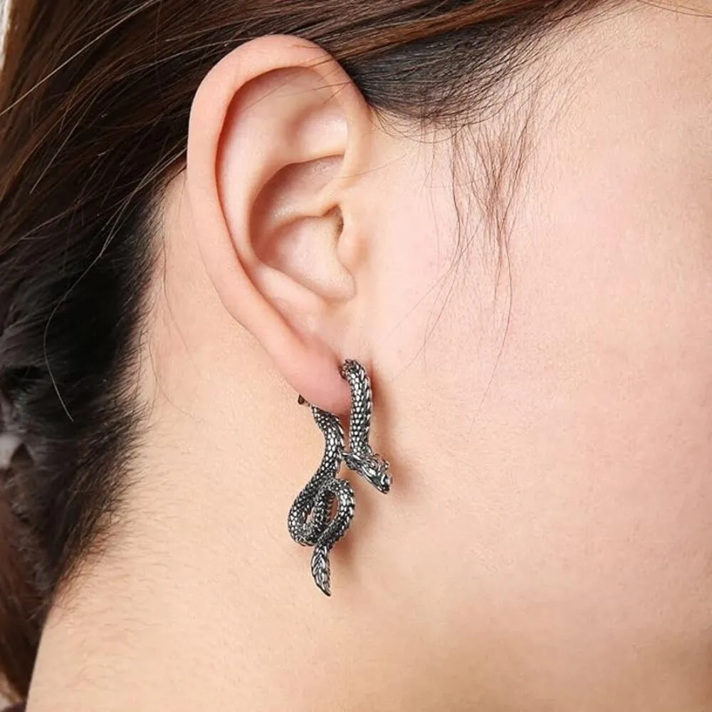 HZMAN Retro Dragon Earrings in Silver​ Silver - Image 2