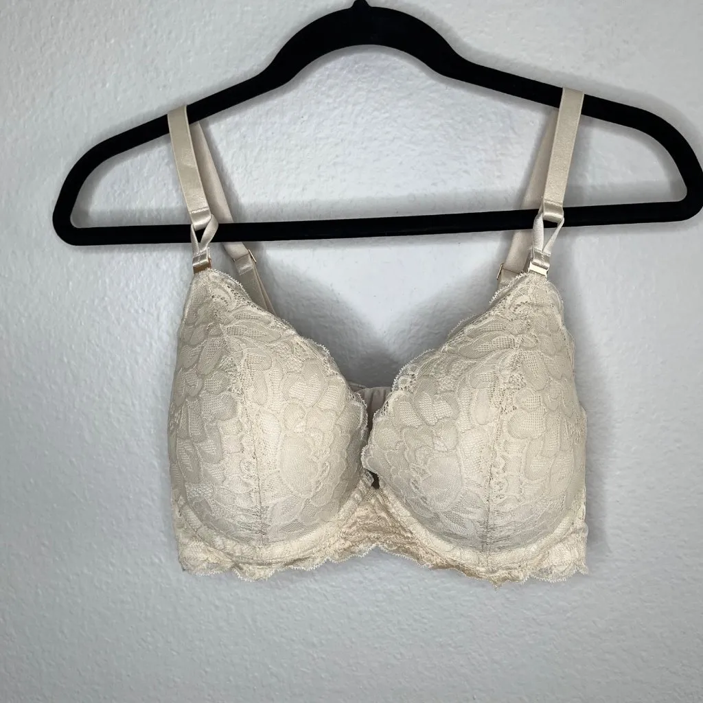 Aerie Cream Lace Plunge Push Up Bra Size 36D - Image 2