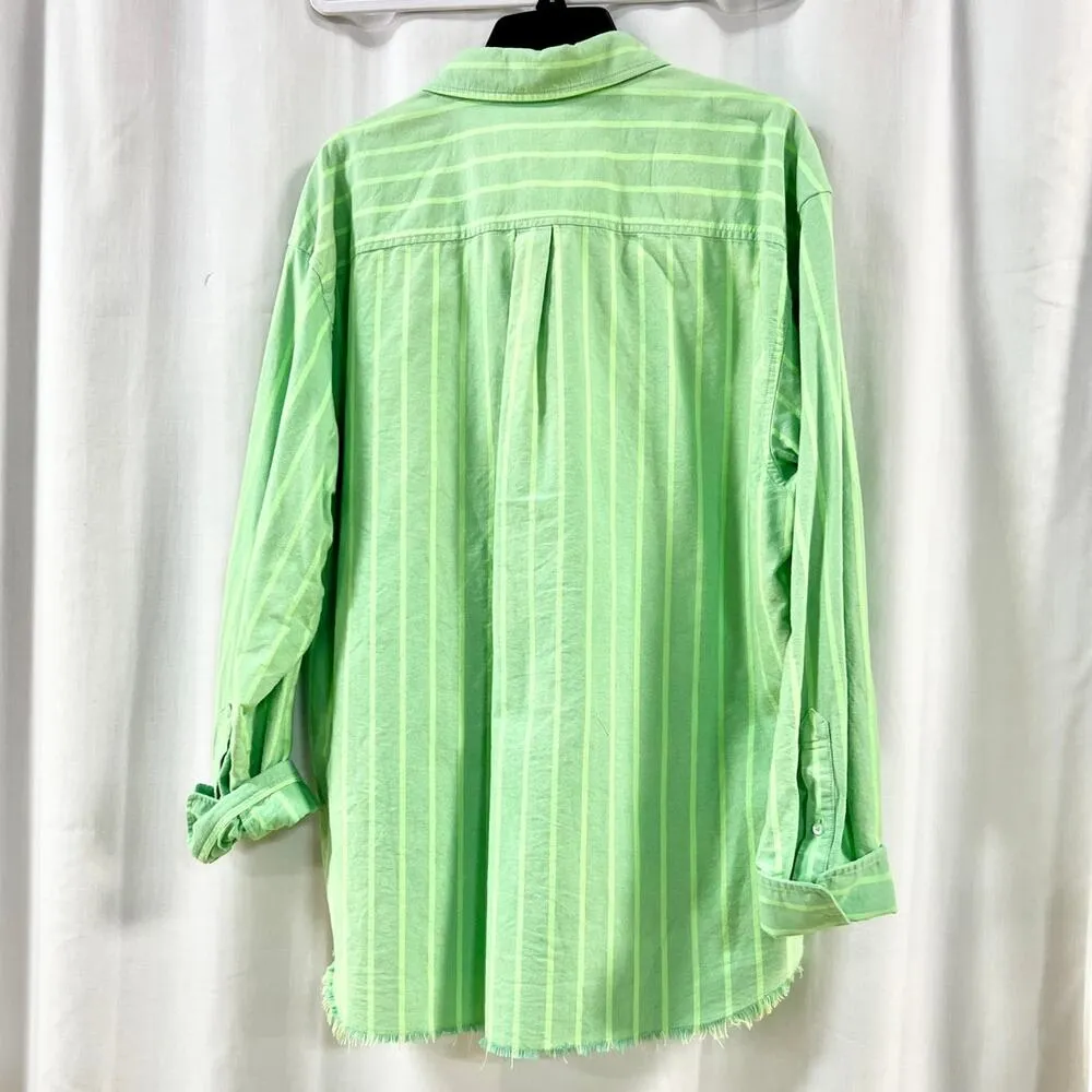 T by Alexander Wang Boyfriend Shirt with Undone Hem Spring Bud Women's Size L Green Size L - Image 8